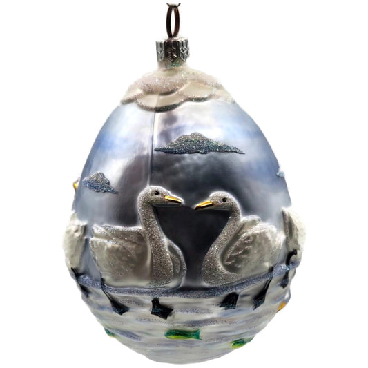 Patricia Breen Seven Swimming Swans Birds Pearl Blue 12 Days Christmas Ornament