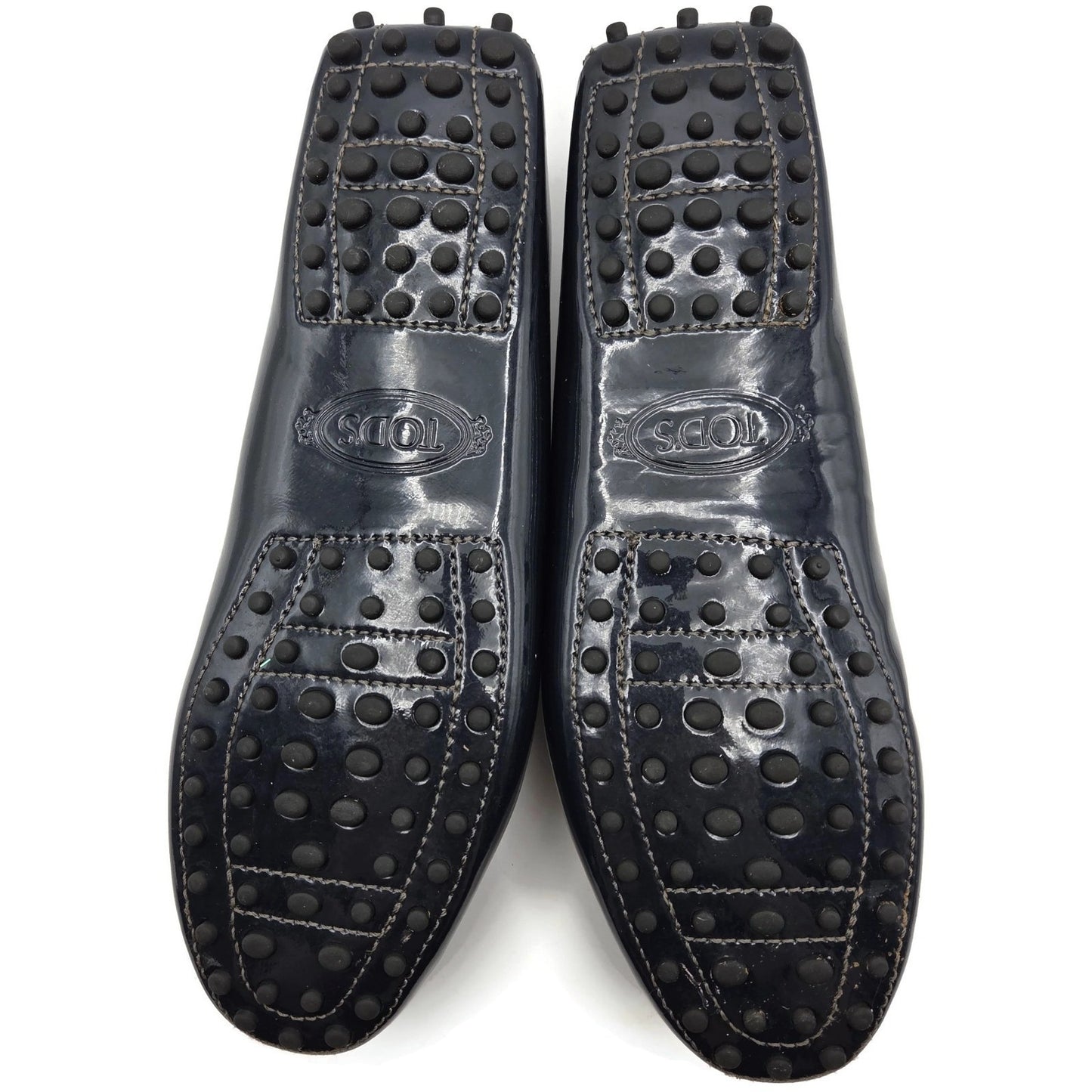 Tod’s Heaven Double T-Bit Loafers Navy Patent Leather Driving Shoes Rare 39.5