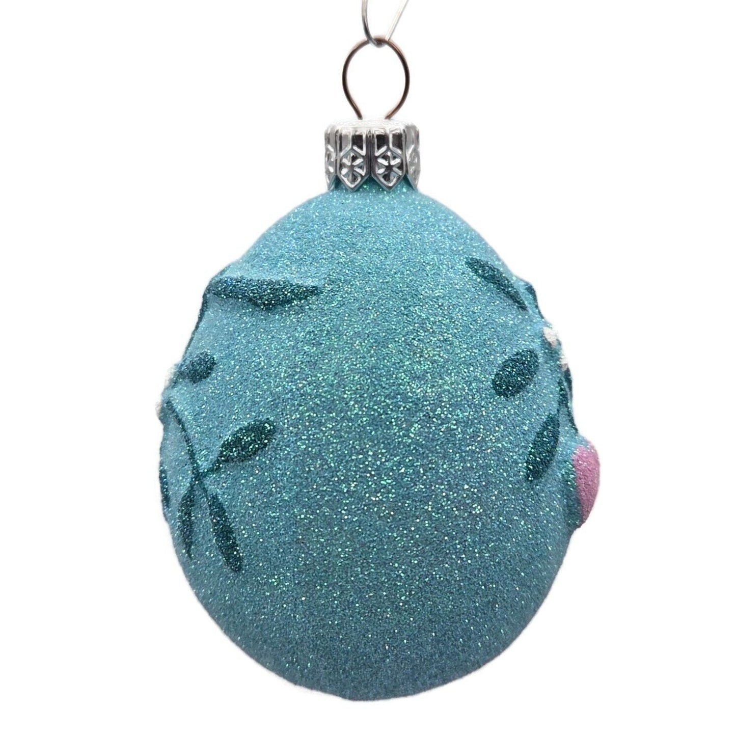 Patricia Breen Mistletoe Egg Turquoise Pink Heart Christmas Holiday Ornament