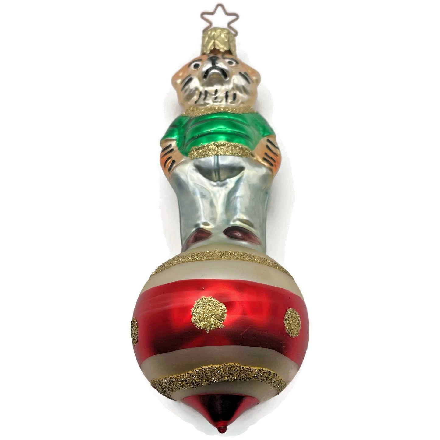 Tony Tiger With Green Shirt Inge Glass Ornament German Christmas Tree Decoration