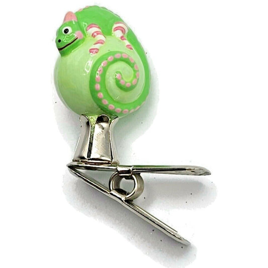 Patricia Breen Petite Miniature Chameleon Poinsettia Christmas Clip on Ornament