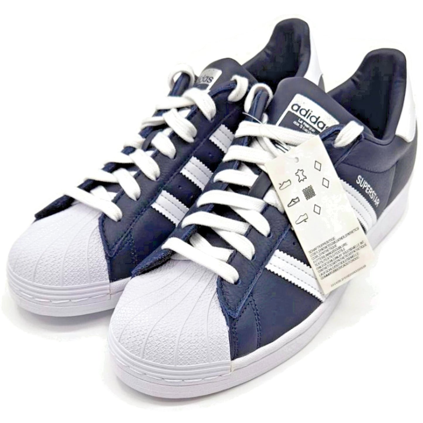 Adidas Superstar Navy Blue Stripe Leather Shoes Unisex Size 8 Shell Toe FY5864