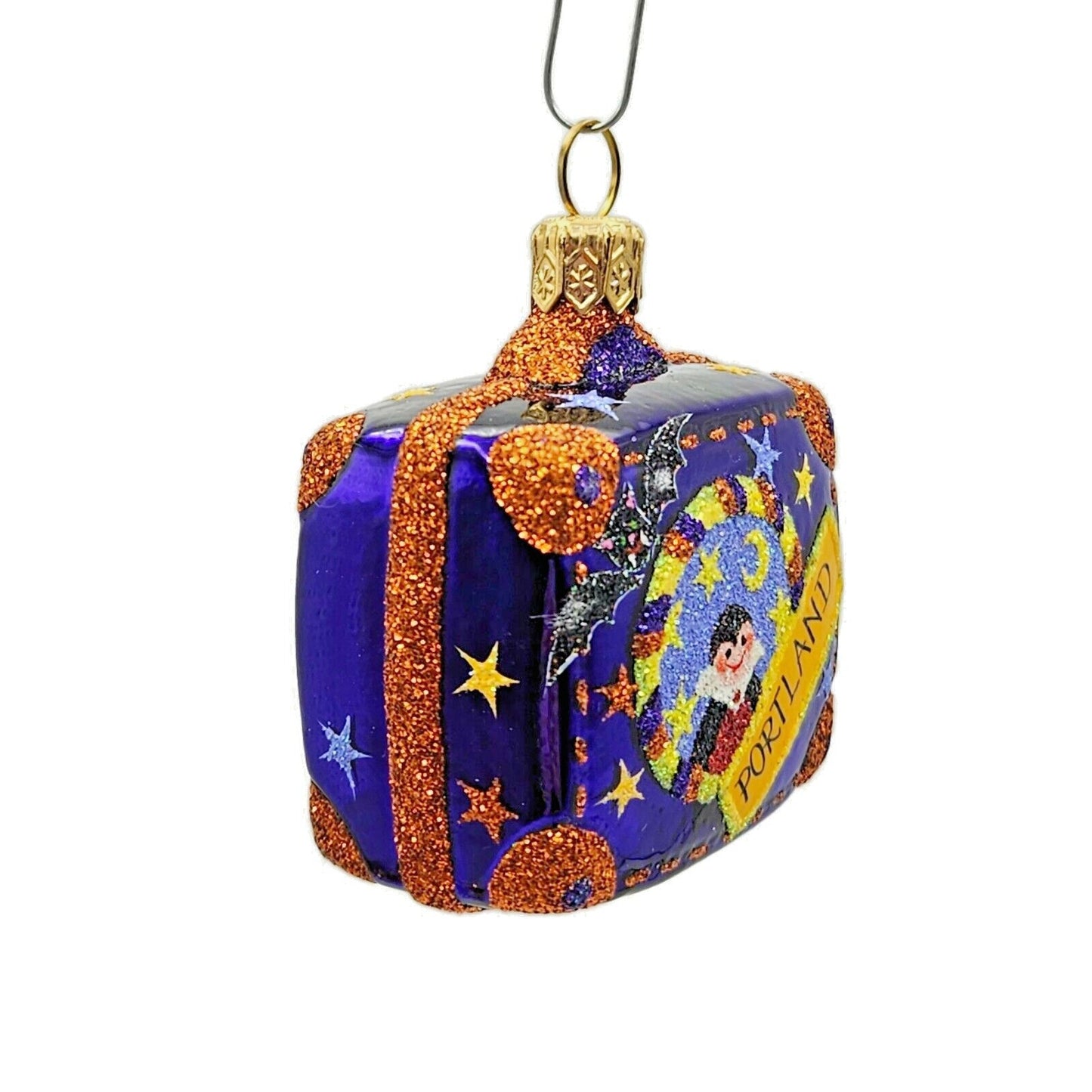 Patricia Breen Miniature Valise Halloween Purple Bats Christmas Tree Ornament