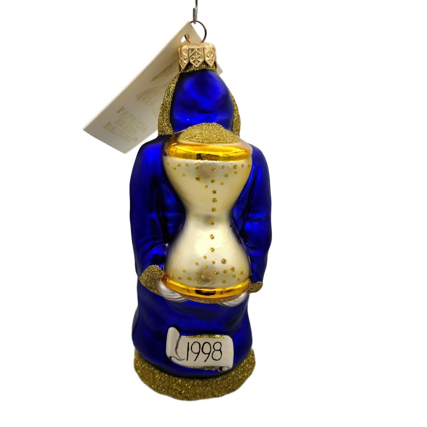 Patricia Breen Out With the Old Blue Gold Santa Claus Christmas Tree Ornament