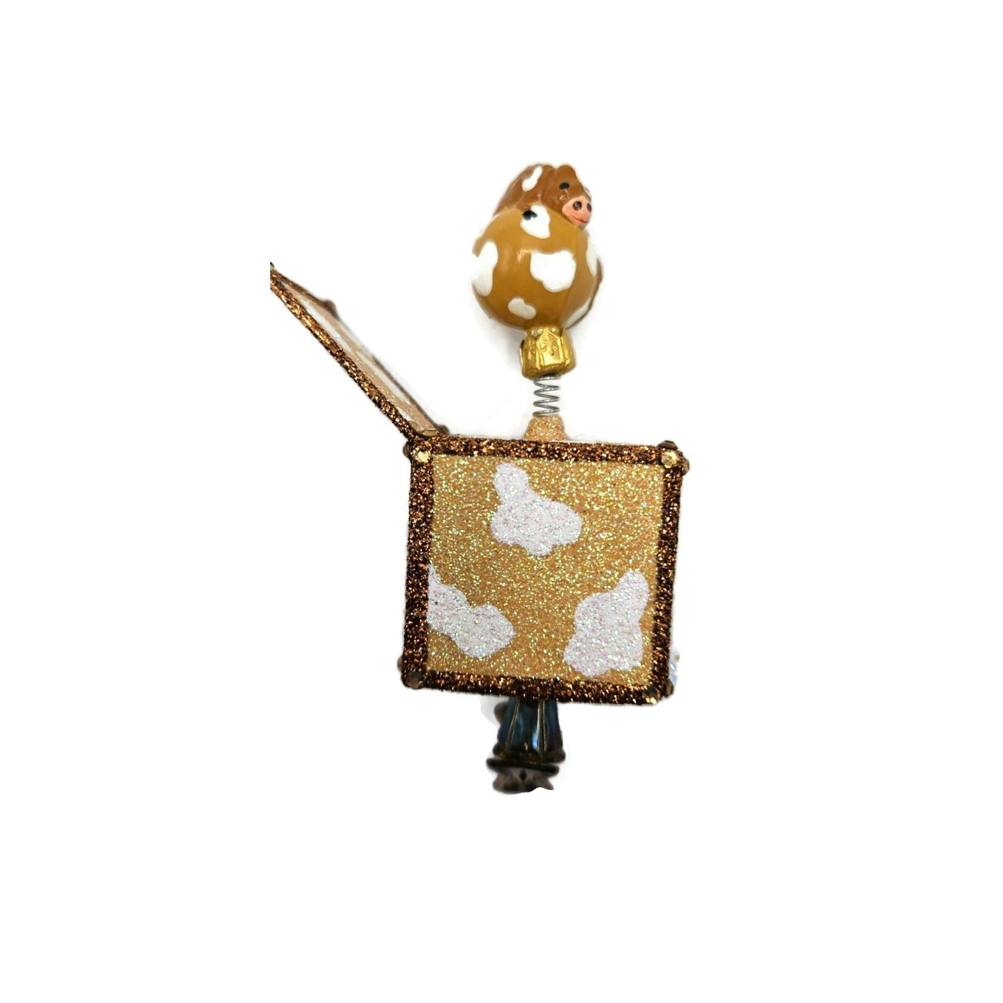 Patricia Breen Pop Goes the Chameleon Cow Brown Clip On Christmas Tree Ornament