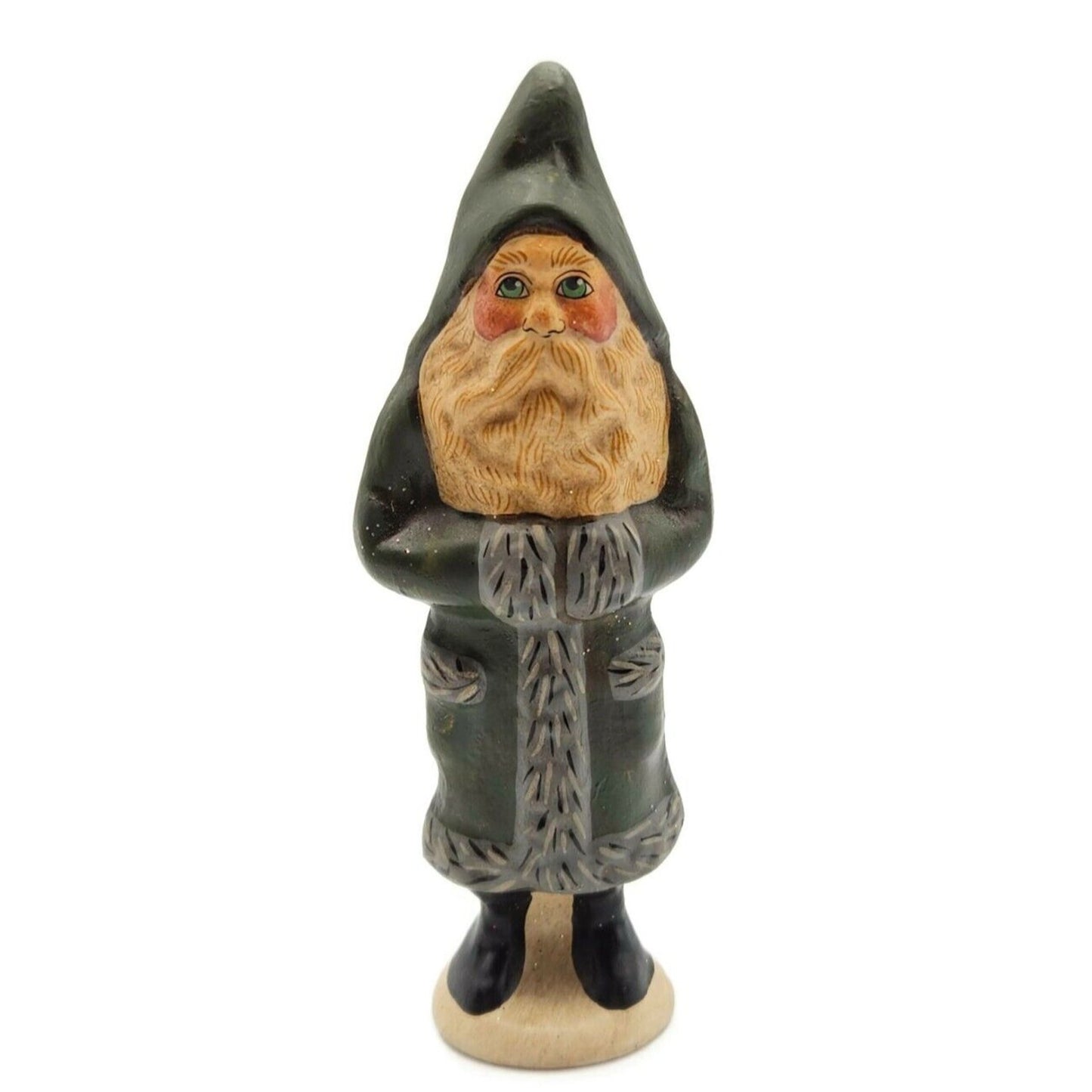 Vaillancourt Belsnickel with Green Coat Tammy Lajoie Signed Chalkware Figurine