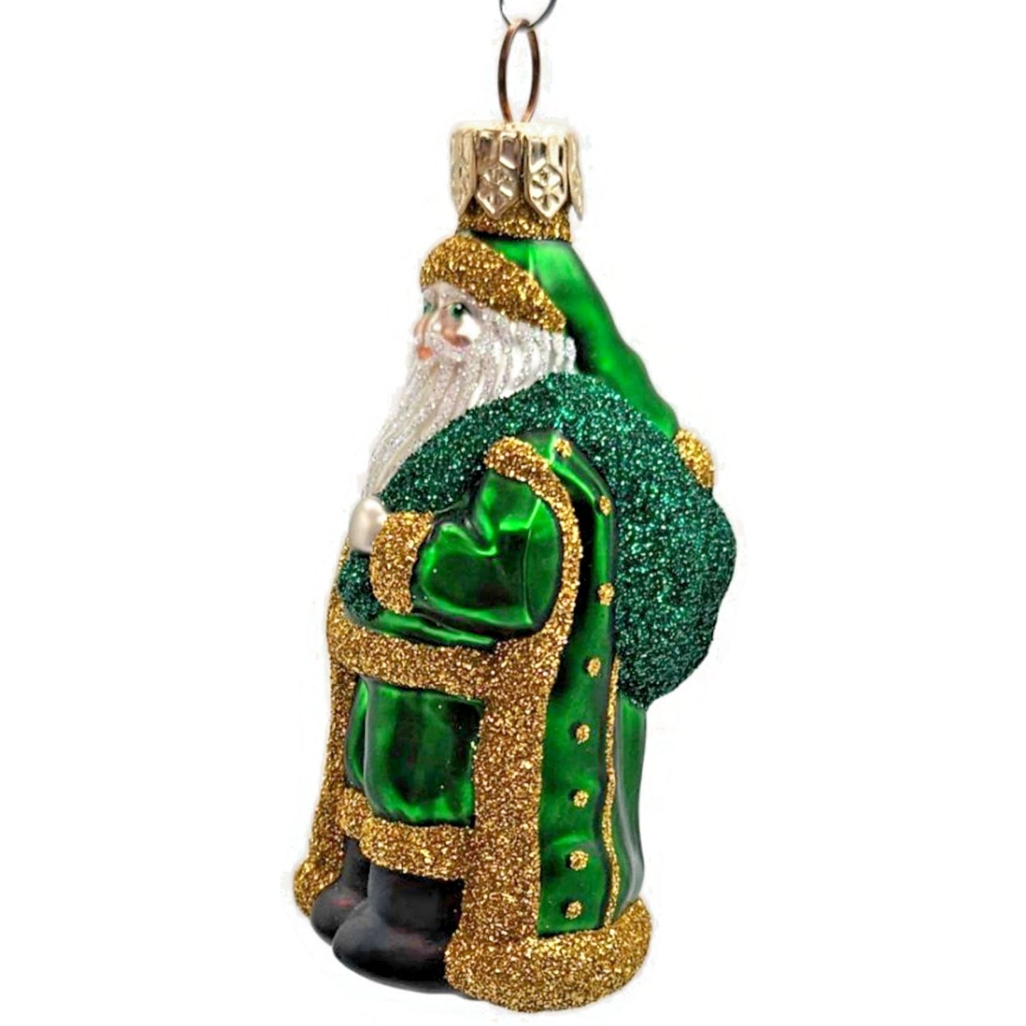 Patricia Breen Miniature Jordan Santa Claus Green Bag Christmas Tree Ornament