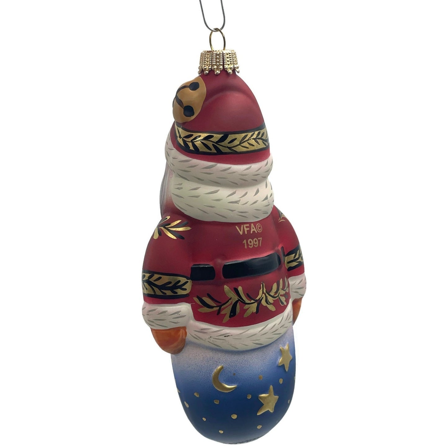 Vaillancourt Santa with Bell Red Coat Folk Art Chalk Christmas Tree Ornament