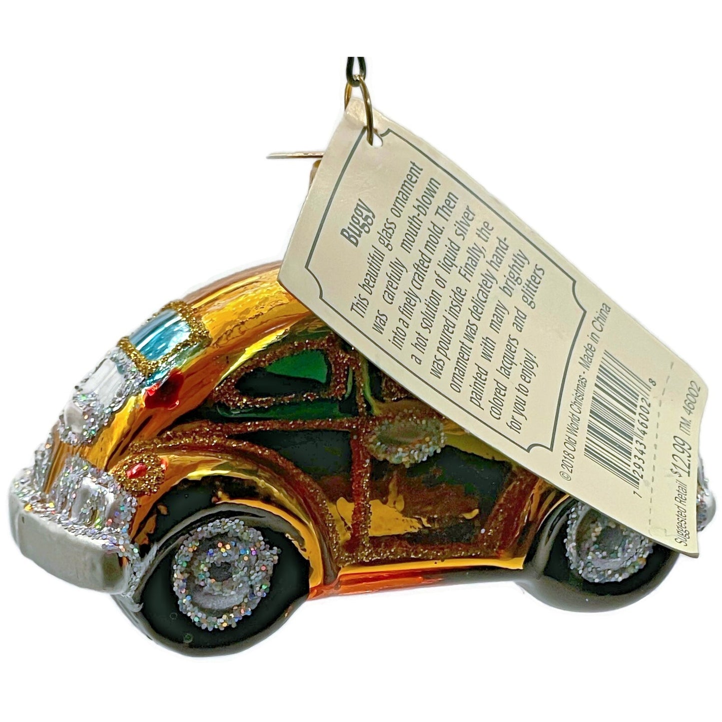 Buggy Car Ornament Gold Vehicle Glittered OWC Old World Christmas Tree Decor