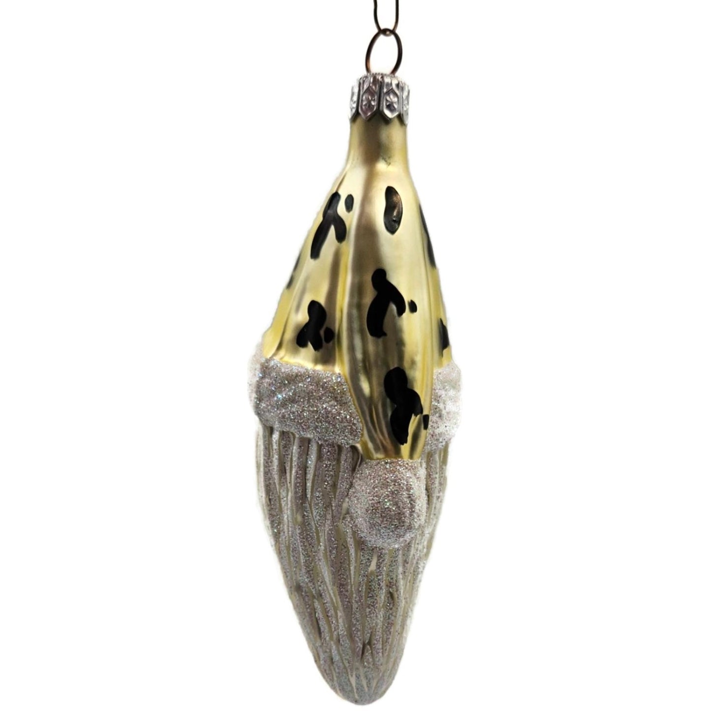 Patricia Breen Faux Fur Santa Claus Head Gold Black Christmas Tree Ornament