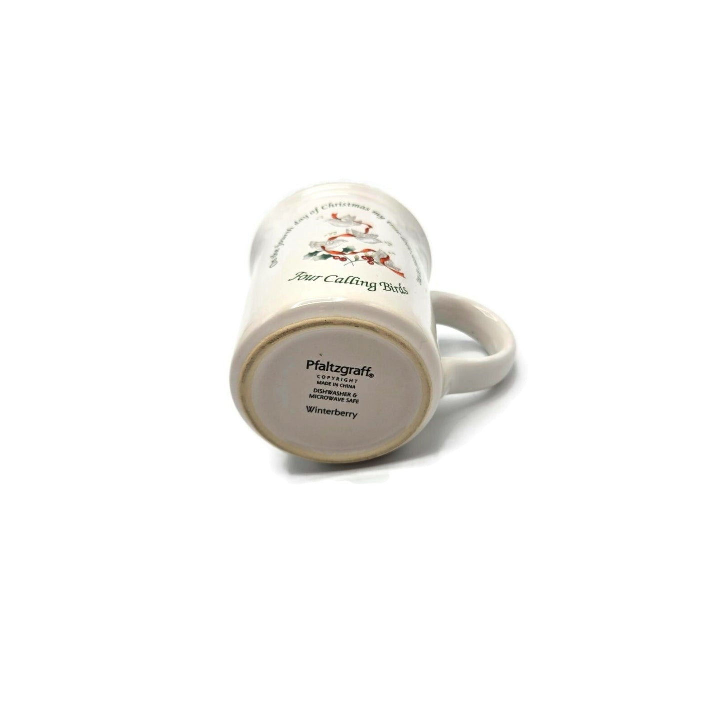 Pfaltzgraff Winterberry Mug Four Calling Birds 12 Days of Christmas Coffee Cup