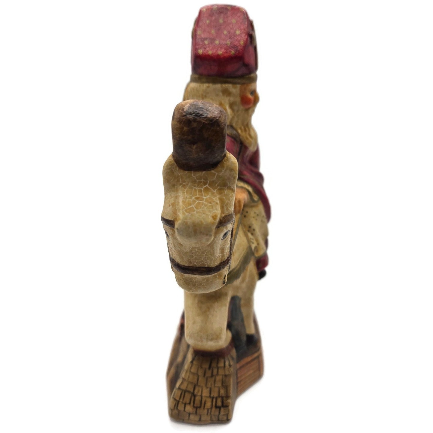 Vaillancourt Small Dutch Saint Nicholas on Roof Chalkware Folk Art XMas Figurine