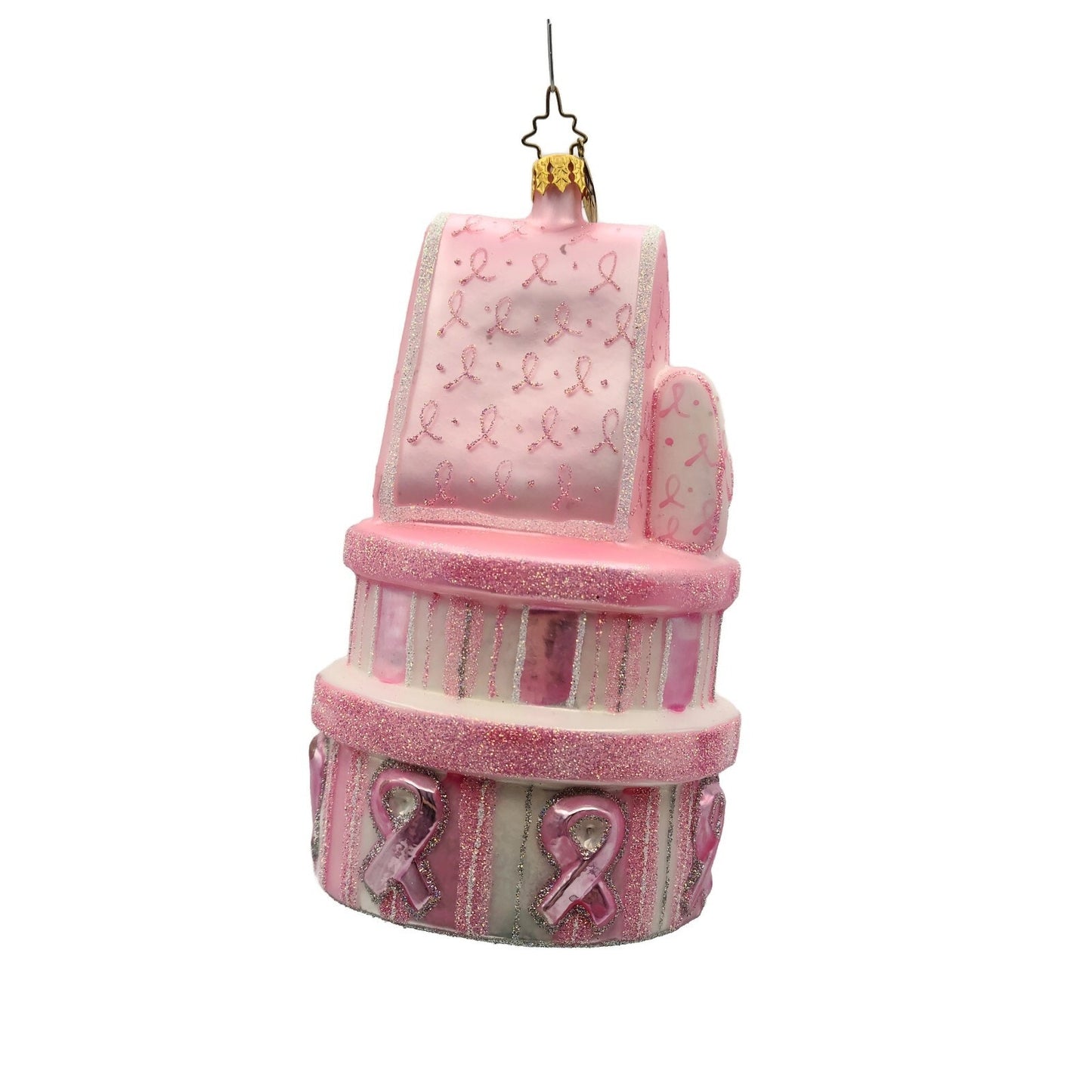 Christopher Radko Breast Cancer Caring Gifts Pink Ribbon Christmas Tree Ornament