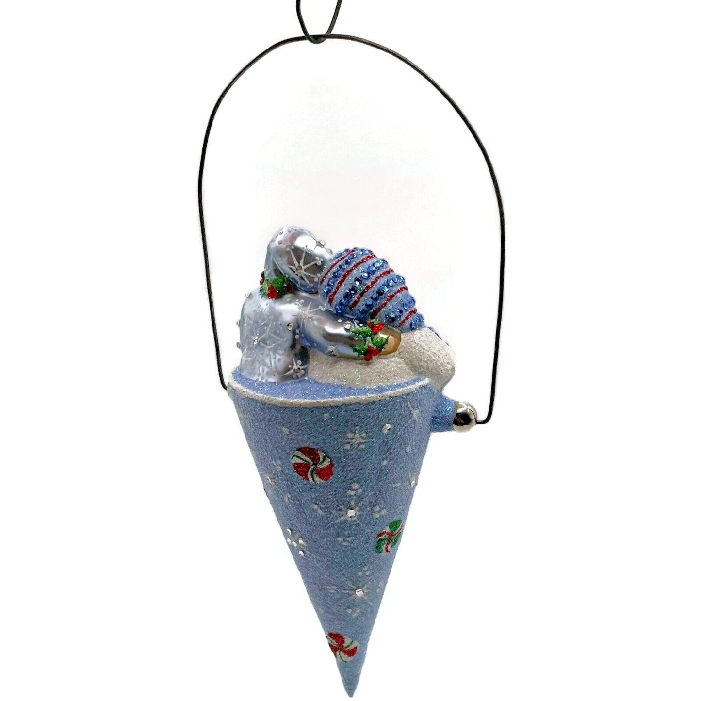 Patricia Breen Victorian Candy Cone Gingerbread Men Blue Christmas Tree Ornament