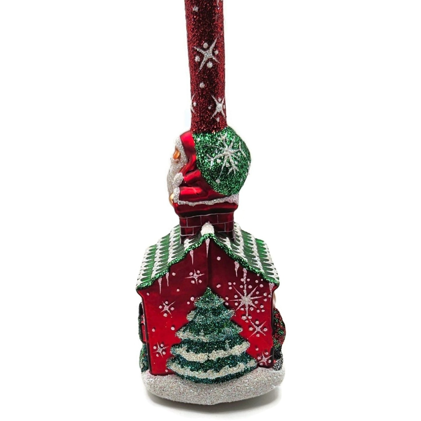 Patricia Breen Hes Here Red Santa Claus Snowflakes House Christmas Tree Ornament