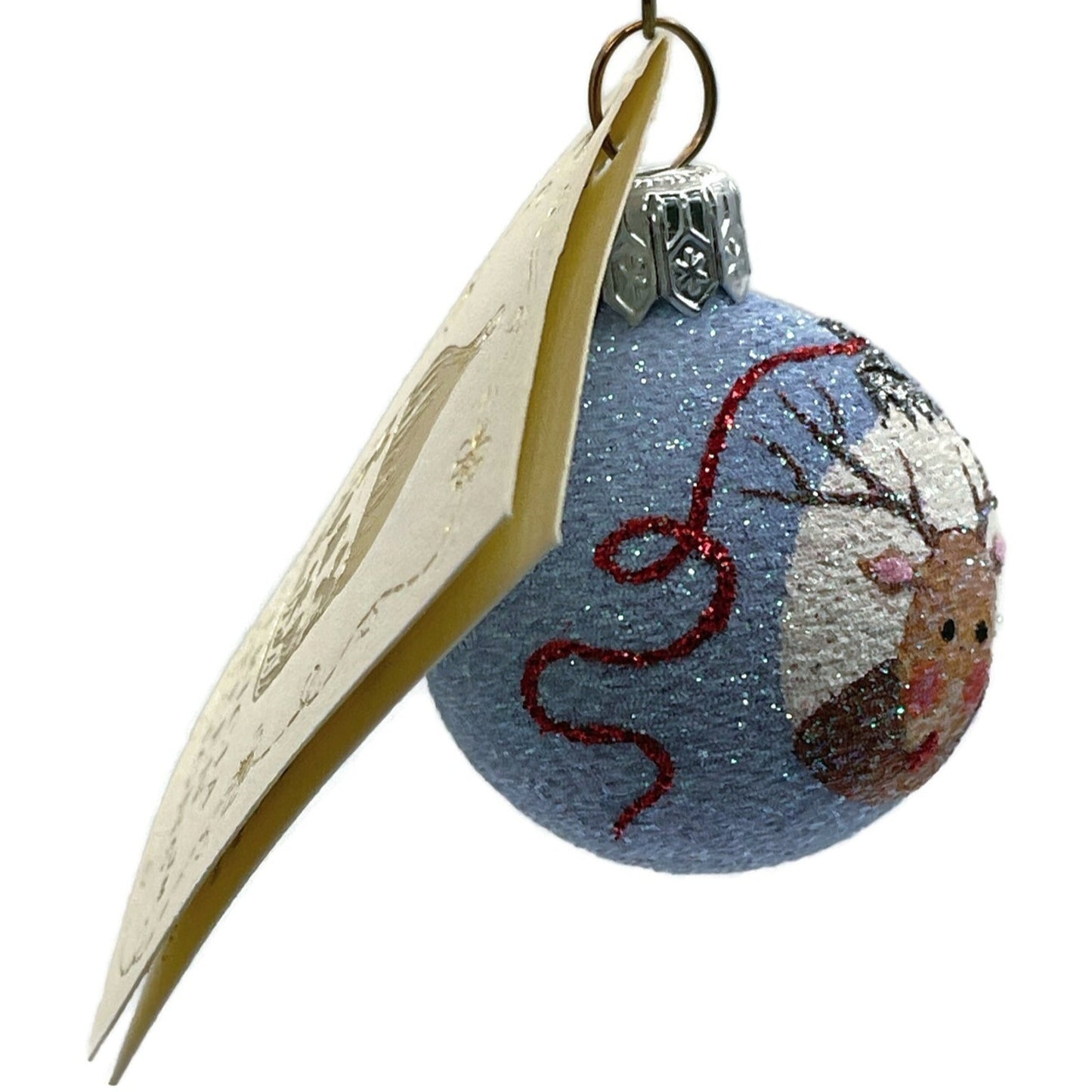 Patricia Breen Studio Gift Ball Blue Reindeer Christmas Tree Decor Ornament