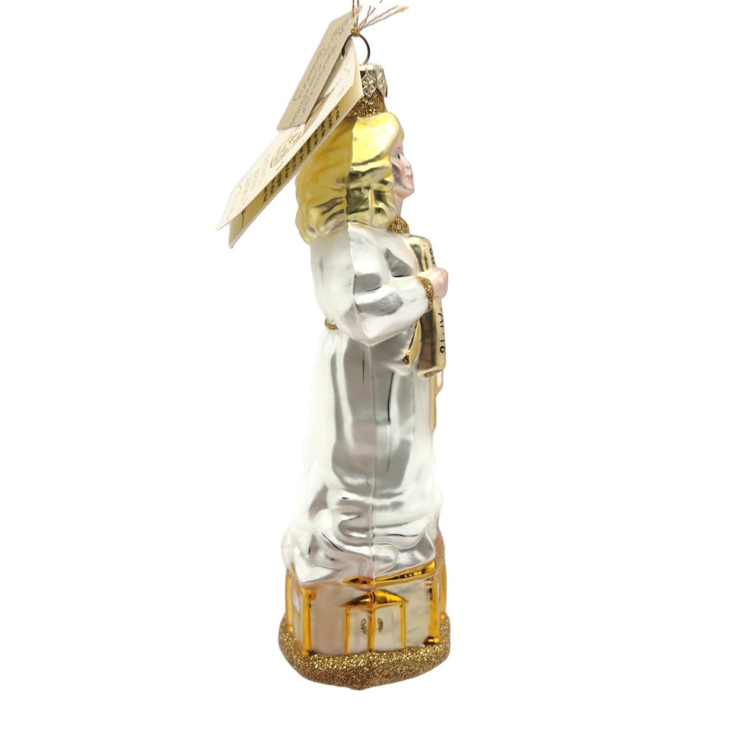 Patricia Breen Saint Barbara Pearl White Gold Religious Christmas Tree Ornament