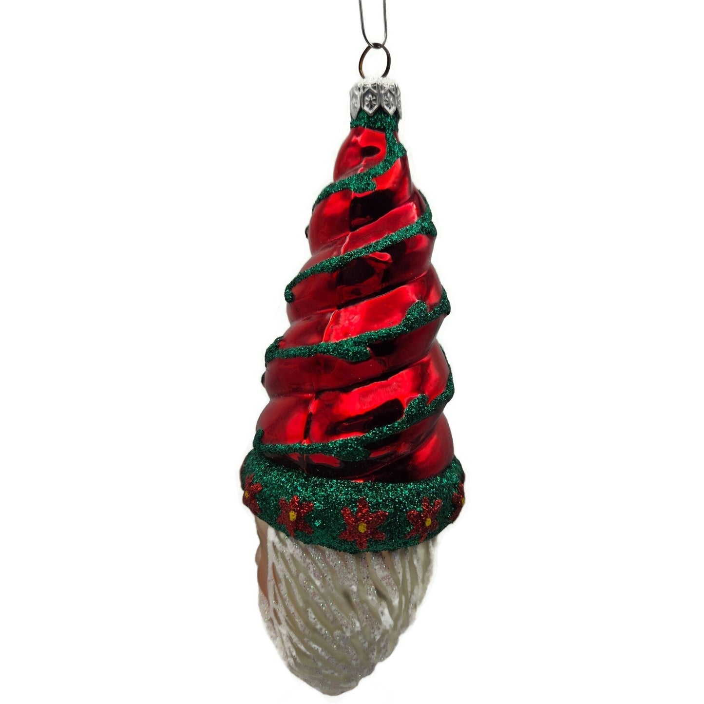Patricia Breen Goslar Santa Claus Red Shiny Poinsettia Spring Christmas Ornament