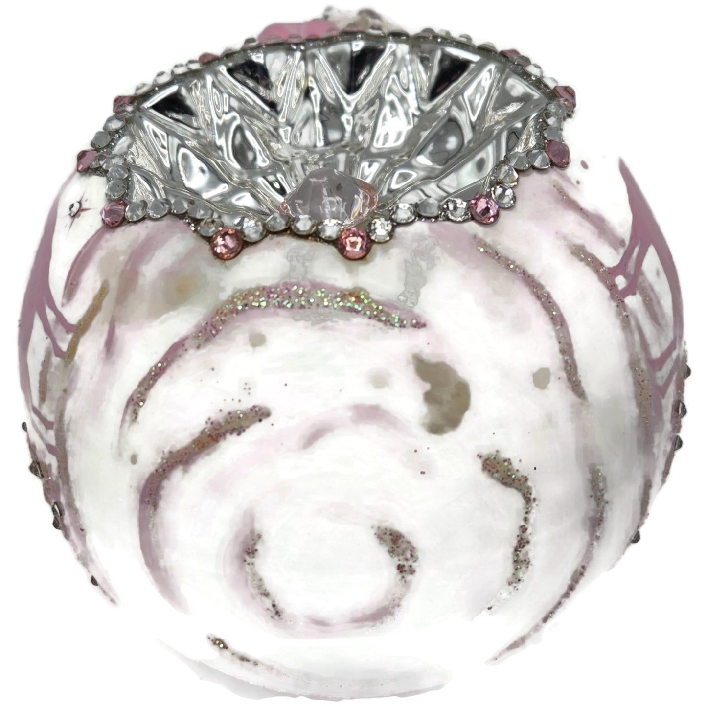 Patricia Breen Glorious Pink Reflector White Snowflakes Christmas Ornament CATZ