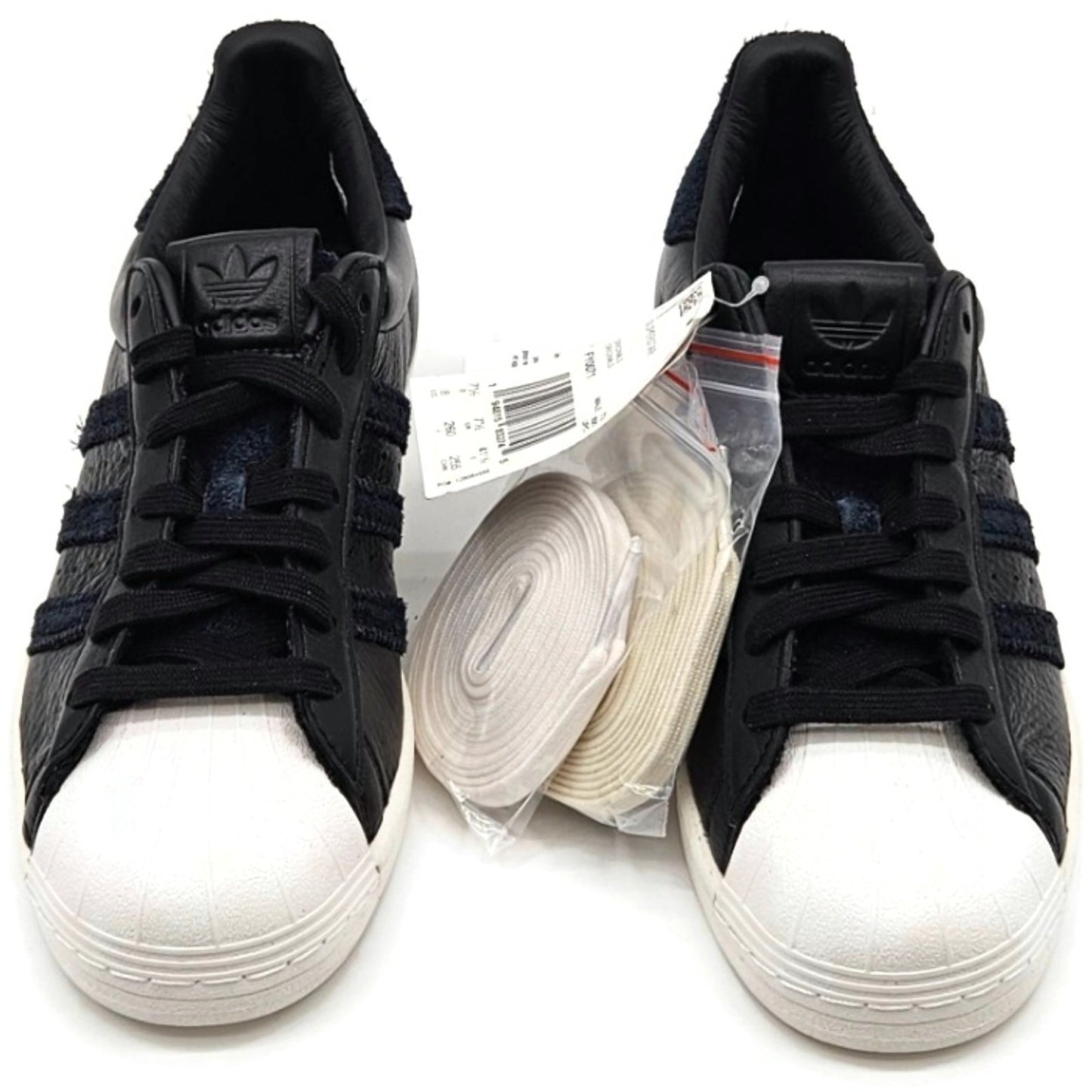 Adidas Superstar Black Leather Shoes Ladies Size 8 Shell Toe FY0071 Extra laces