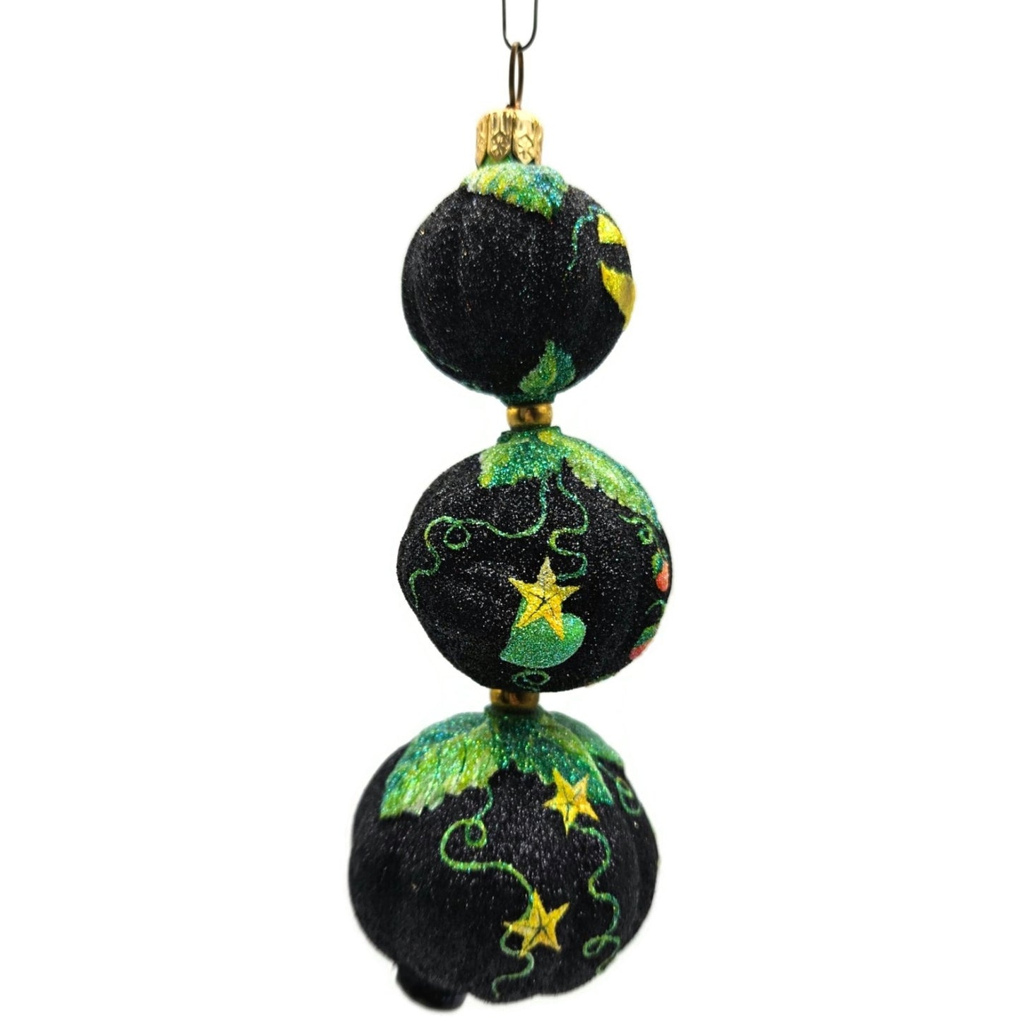 Patricia Breen Kinetic Pumpkinman Black Halloween Christmas Glittered Ornament