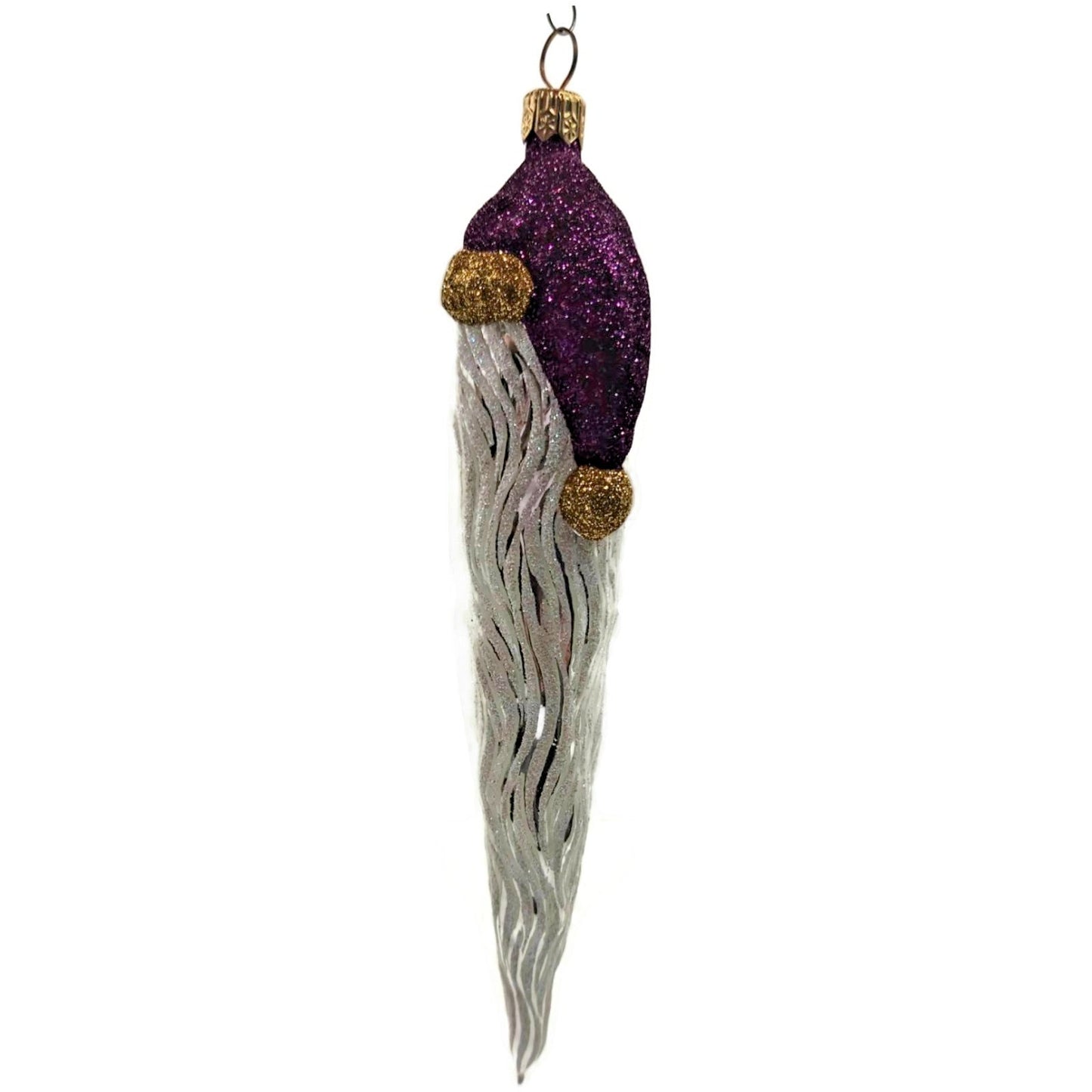 Patricia Breen Santa Icicle Beard Fuchsia Gold Hat Glittered Christmas Ornament
