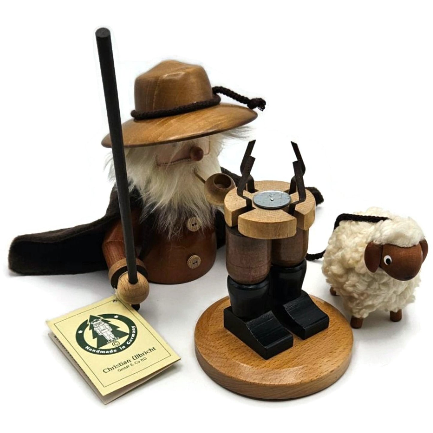 Christian Ulbricht Natural Shepherd Santa Smoker Incense Burner Christmas Decor
