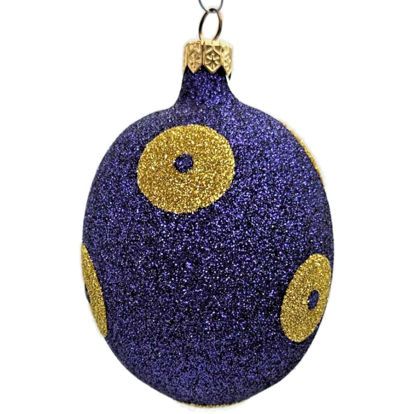 Patricia Breen Egg Purple Gold Polka Dot Glitter Easter Christmas Tree Ornament