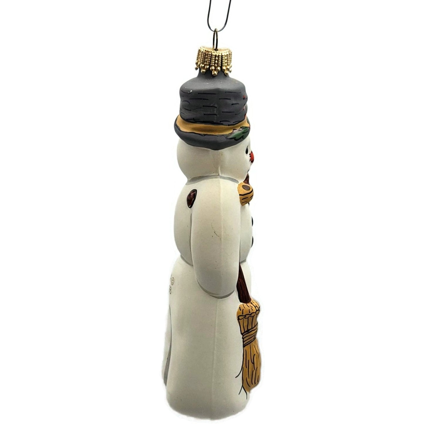 Vaillancourt Ornament Snowman with Ears Broom Chalkware Christmas Tree Decor
