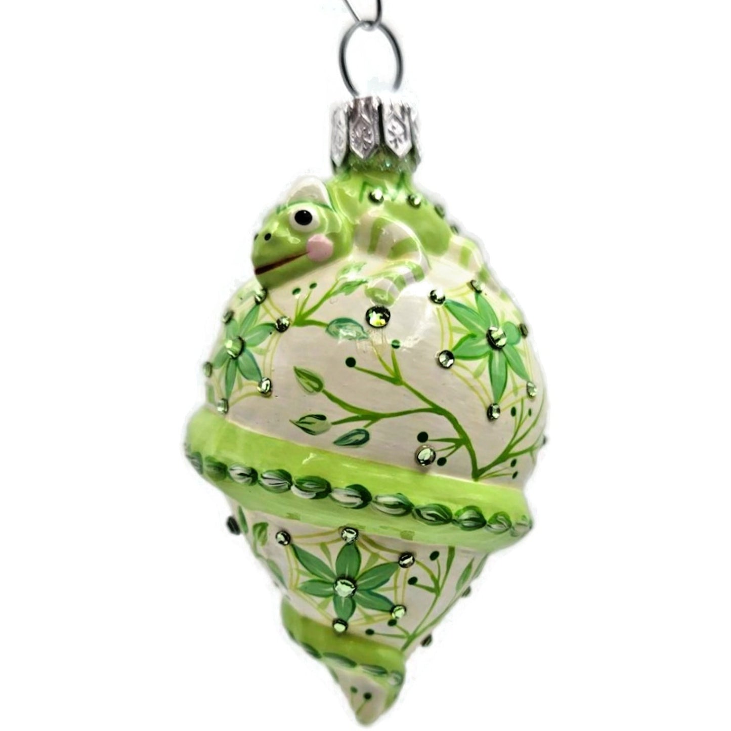 Patricia Breen Topping Chameleon Chinoiserie Green Spring Christmas Ornament
