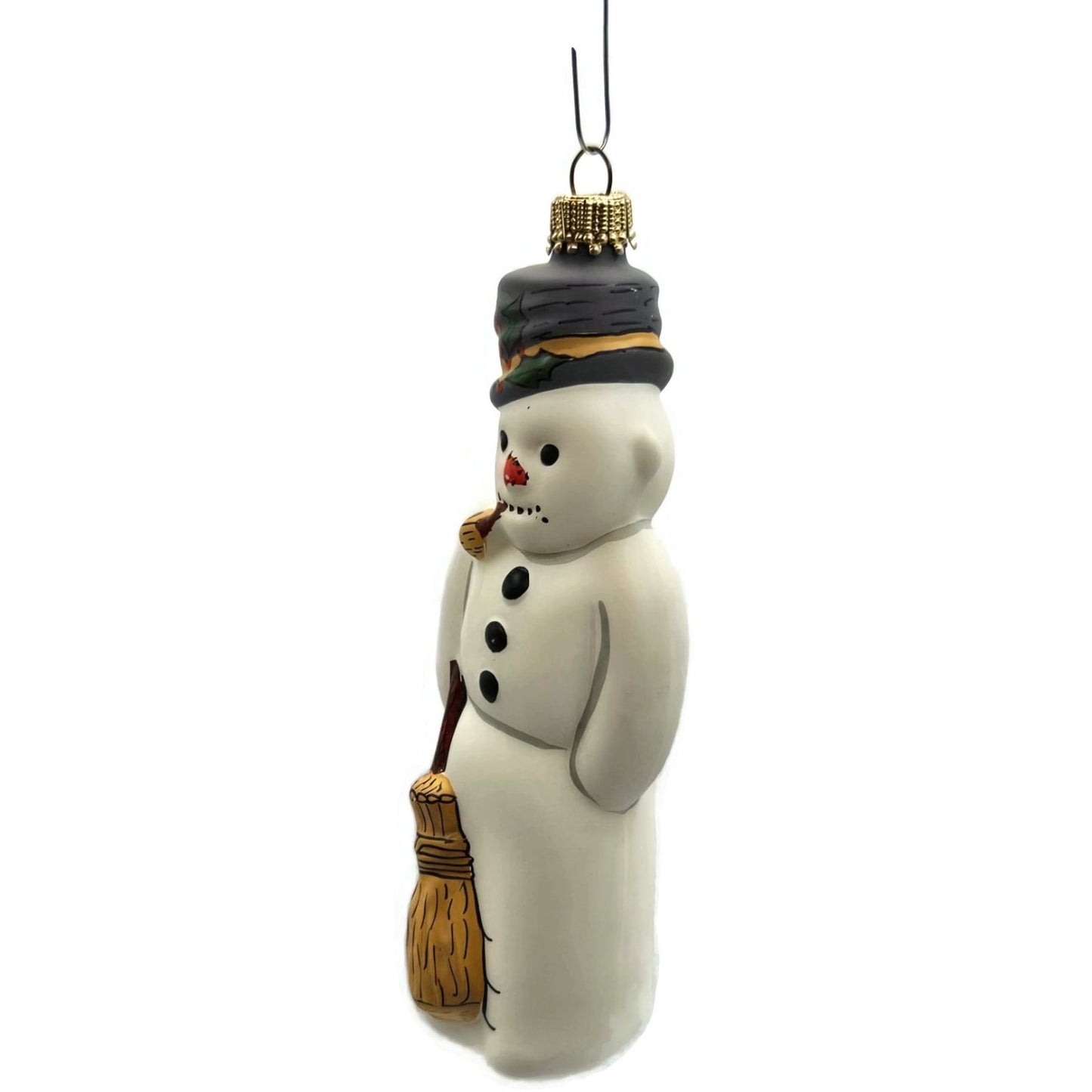 Vaillancourt Ornament Snowman with Ears Broom Chalkware Christmas Tree Decor