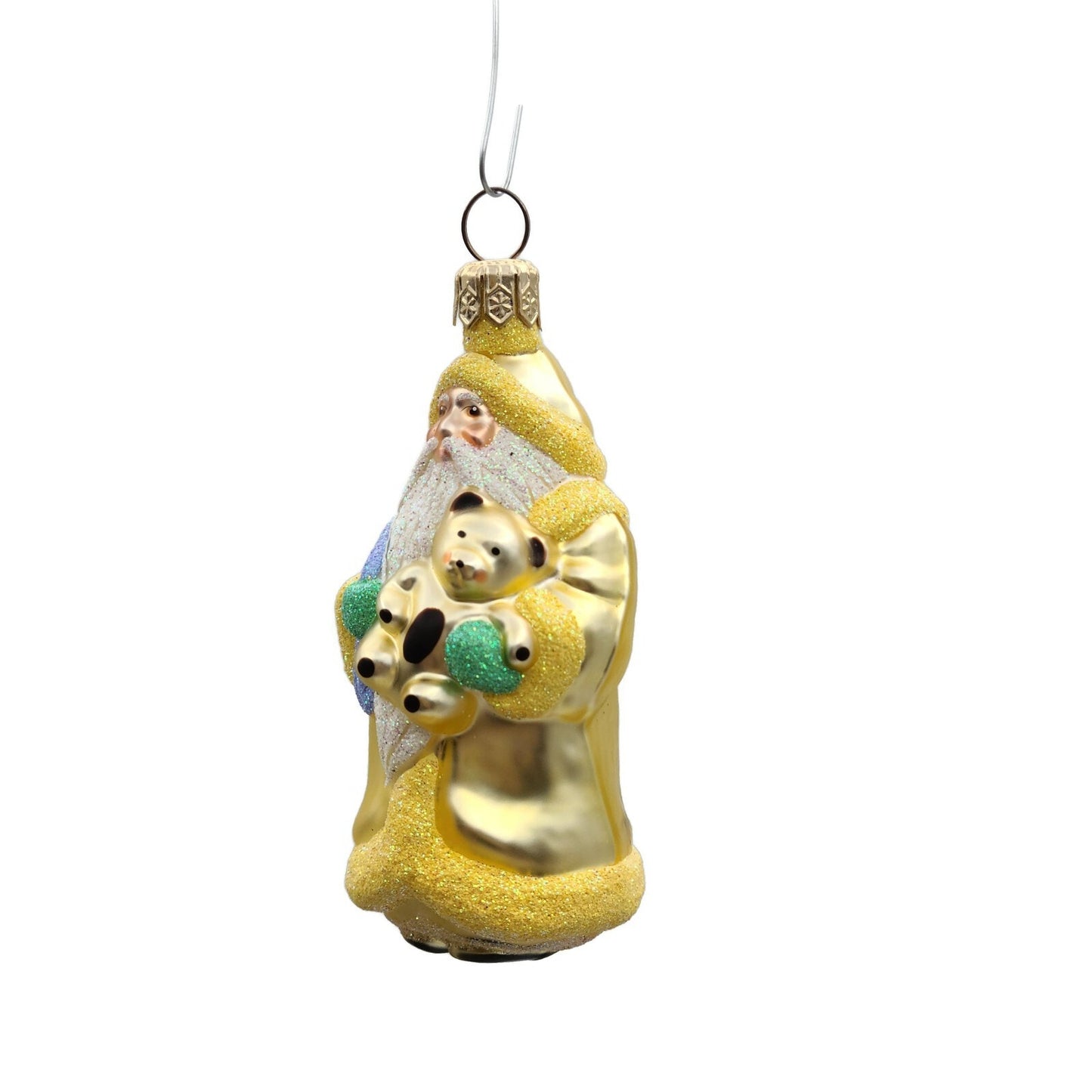 Patricia Breen Miniature Santa Claus and Teddy Yellow Christmas Tree Ornament