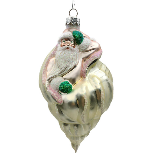 Patricia Breen Coastal Santa Claus Pearl Pink Summer Nautical Tree Ornament