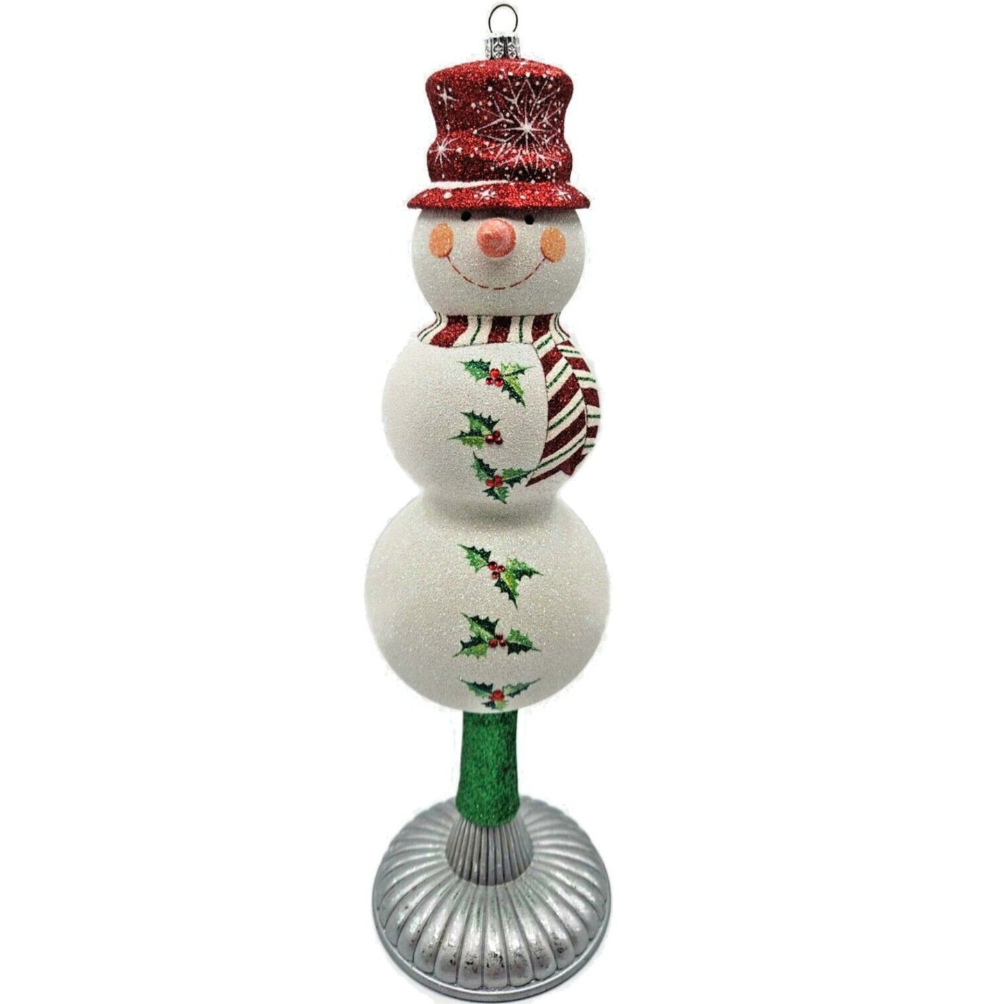 Patricia Breen Snowy Topper Finial Red Snowman Holly Christmas Tree Topper