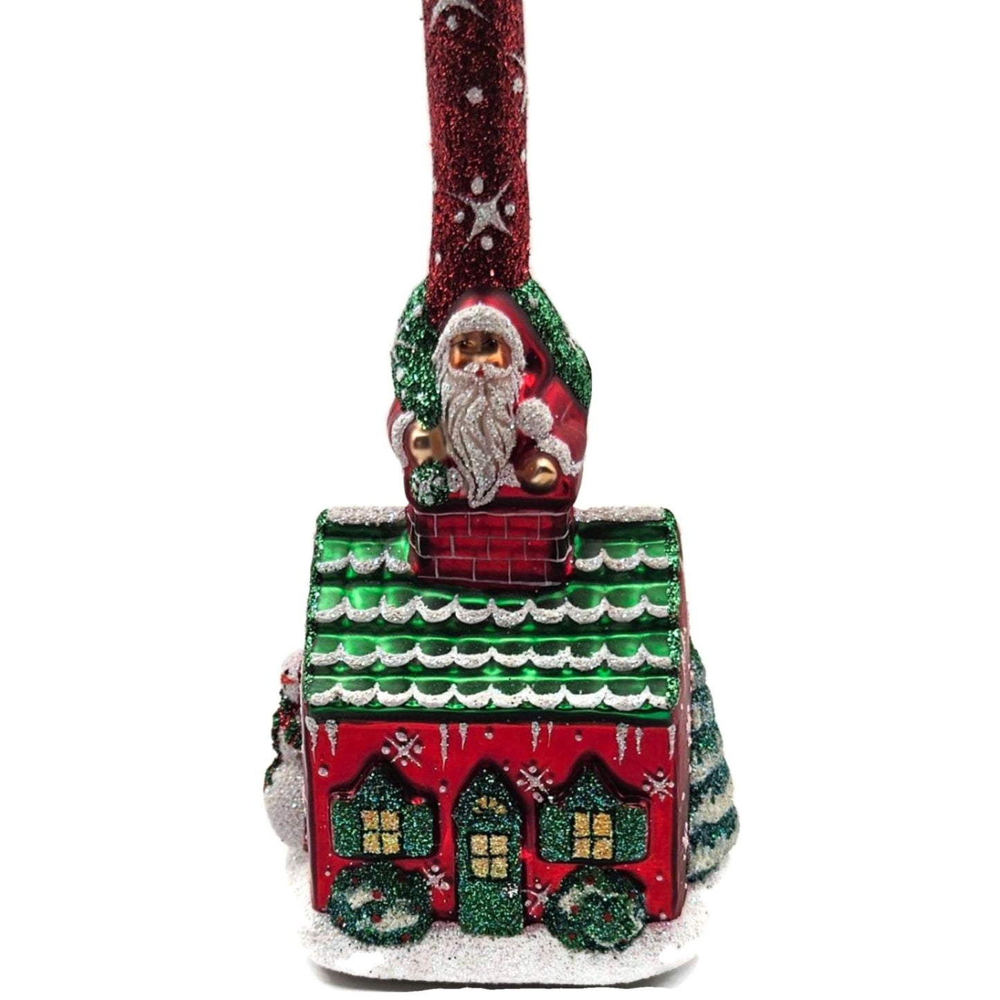 Patricia Breen Hes Here Red Santa Claus Snowflakes House Christmas Tree Ornament