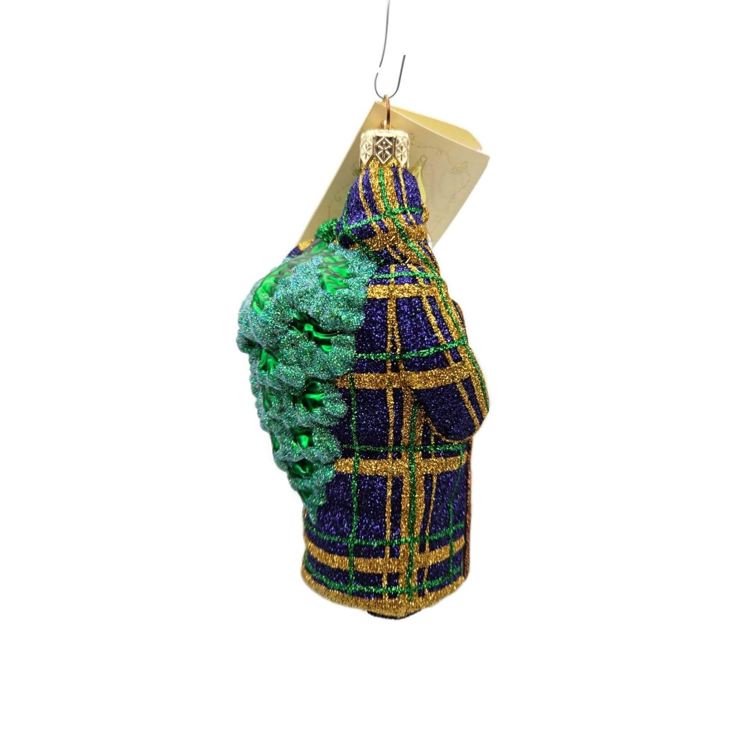 Patricia Breen Santa For Jason Plaid Purple Glittered Christmas Holiday Ornament