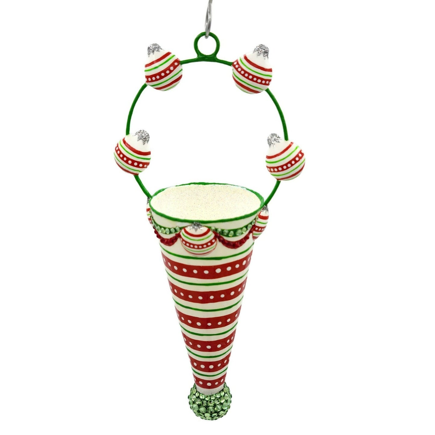 Patricia Breen Winter Cornucopia Horizontal Stripes Christmas Holiday Ornament