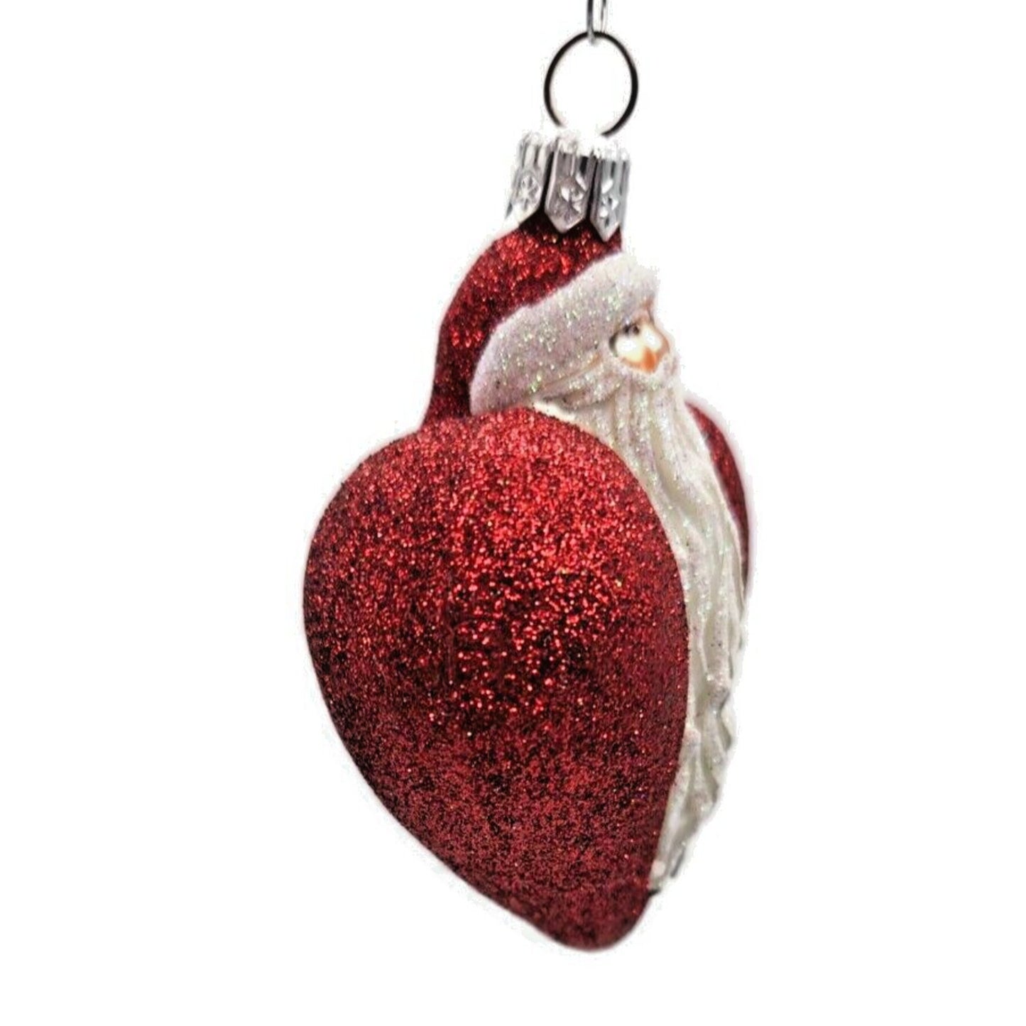 Ornament Patricia Breen Santa du Coeur Red Valentines Heart Glittered Holiday