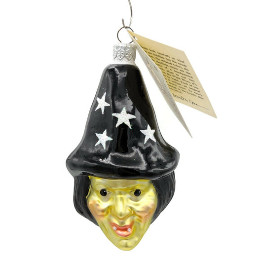 Patricia Breen Ornament Witch Hazel Green Face Stars Black Hat Halloween Tree