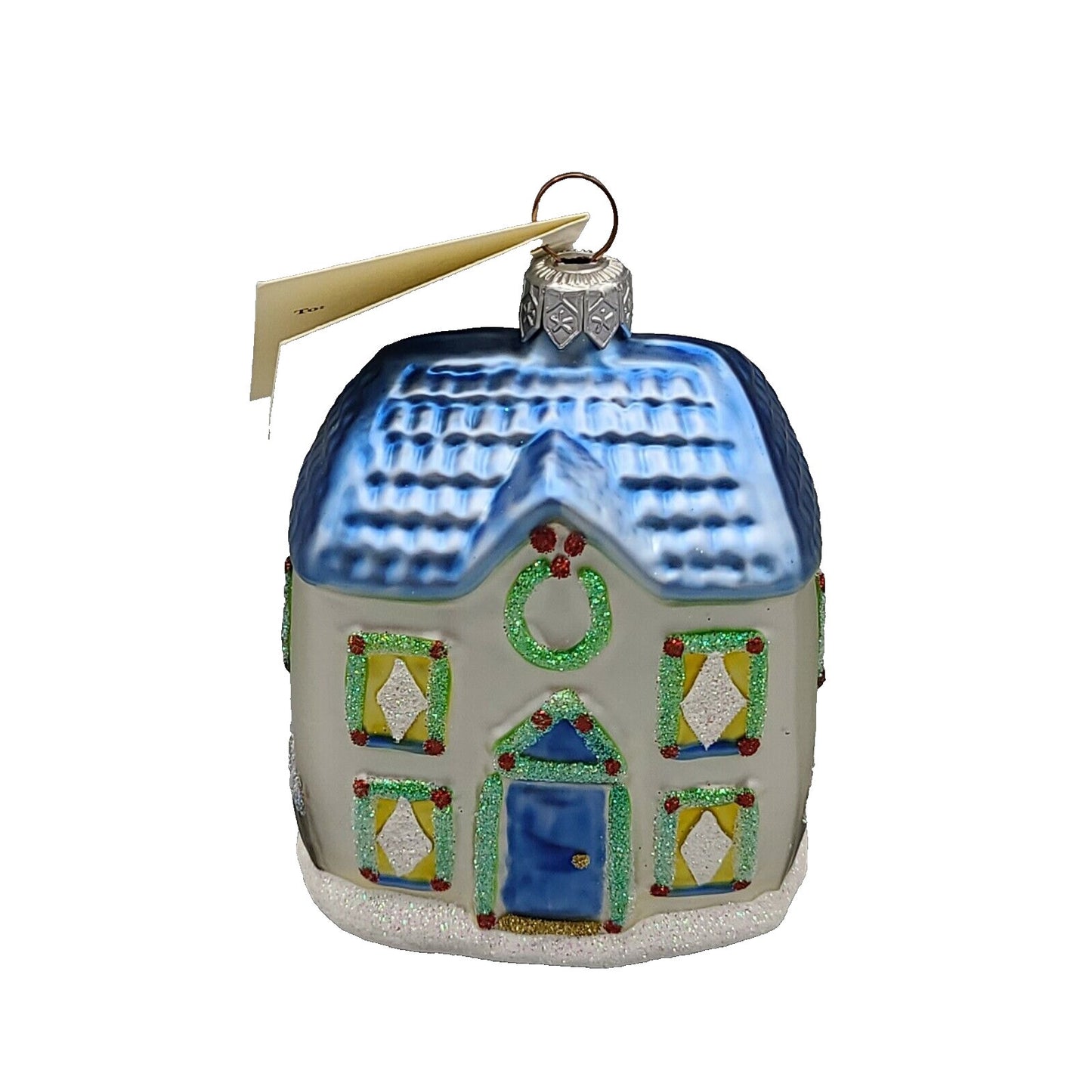 Patricia Breen Garland House Blue Roof Pine Tree Christmas Tree Holiday Ornament