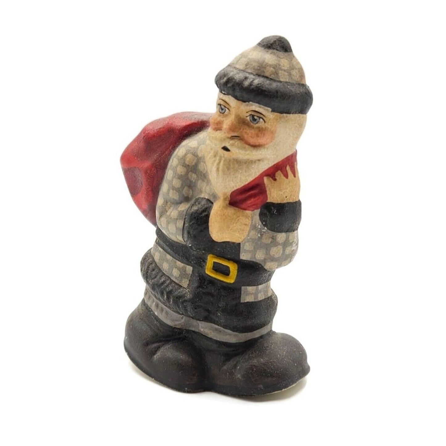 Vaillancourt Grey Father Christmas Rocker Chalkware Folk Art Holiday Figurine