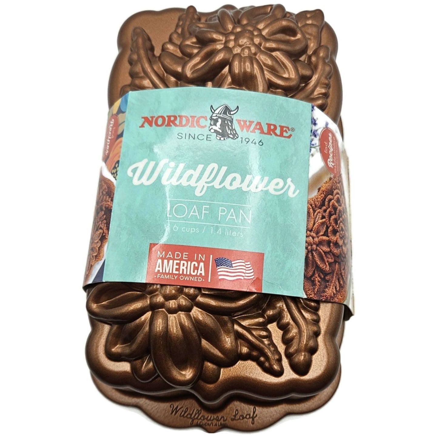 Wildflower Loaf Cake Pan Heavy Cast Aluminum 6 Cup Non Stick Dessert NordicWare