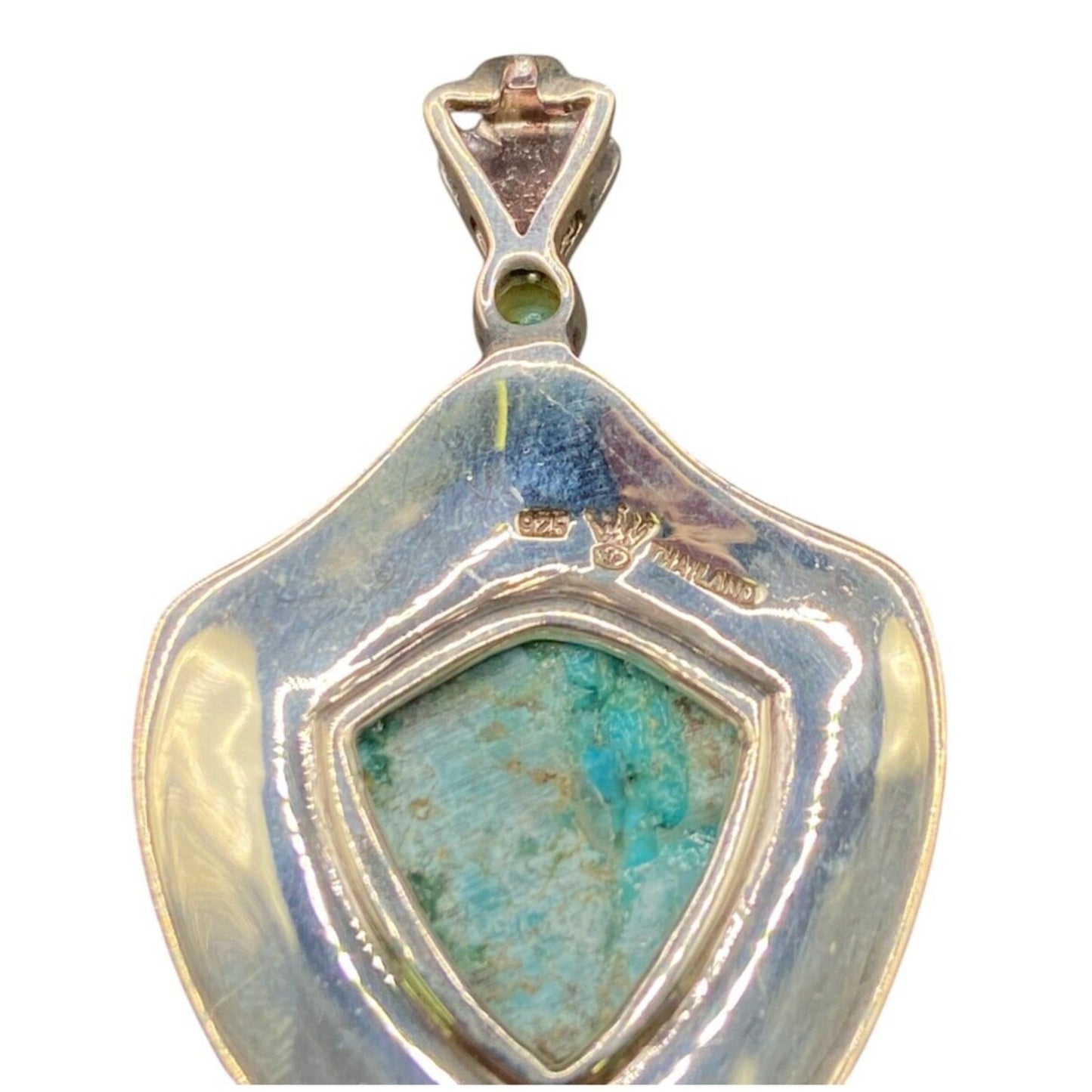 Turquoise Pendant Marcasite Ornament Sterling Silver Thailand Stamped