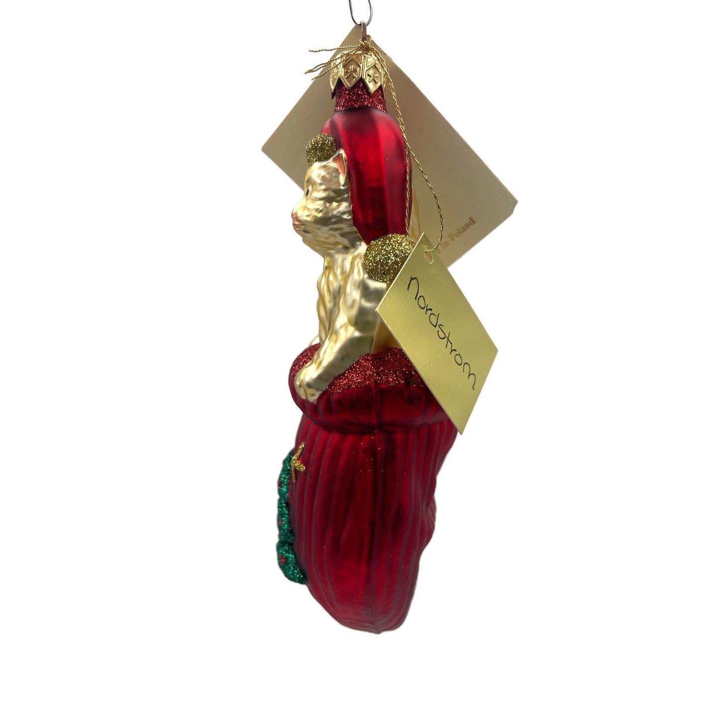 Patricia Breen Kitten in a Mitten Red Gold Christmas Holiday Tree Ornament