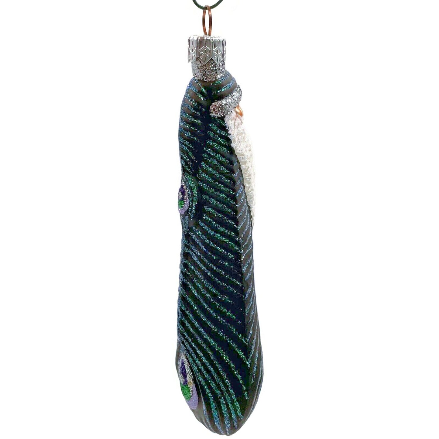 Patricia Breen Peacock Icicle Black Green Santa Claus Christmas Tree Ornament
