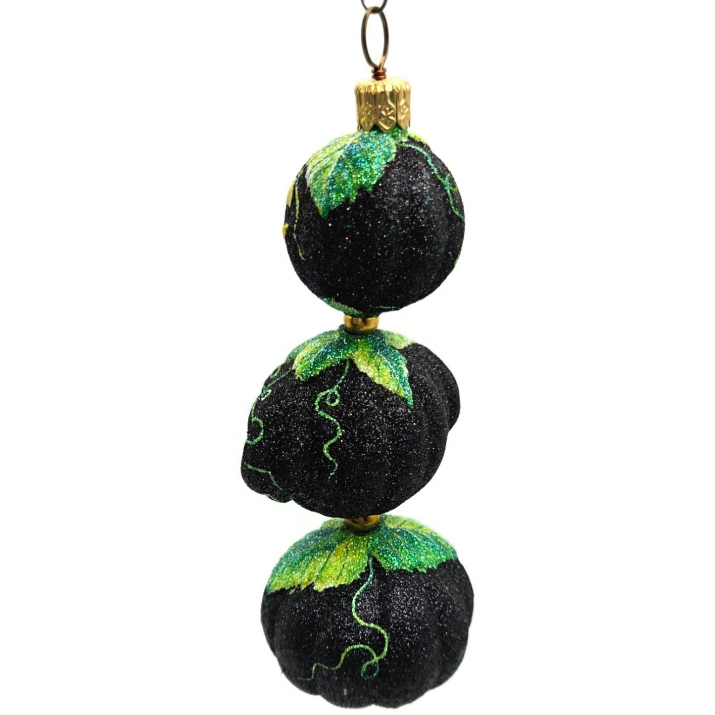 Patricia Breen Kinetic Pumpkinman Black Halloween Christmas Glittered Ornament