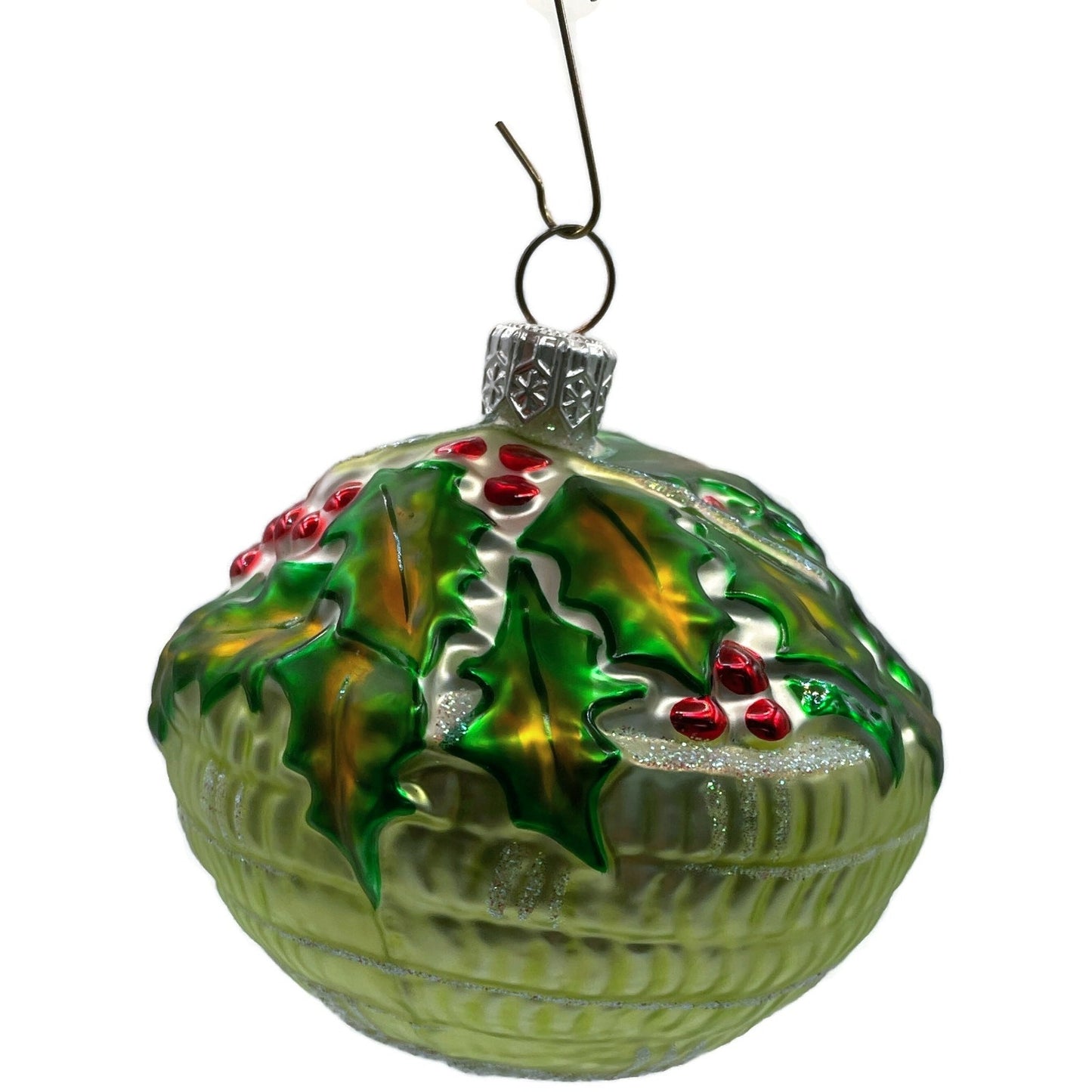 Patricia Breen Holly Basket Green Light Christmas Holiday Tree Ornament