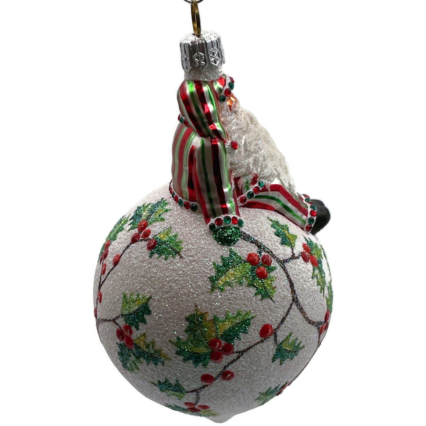 Patricia Breen Steadfast Santa Holly Red Striped Christmas Holiday Tree Ornament