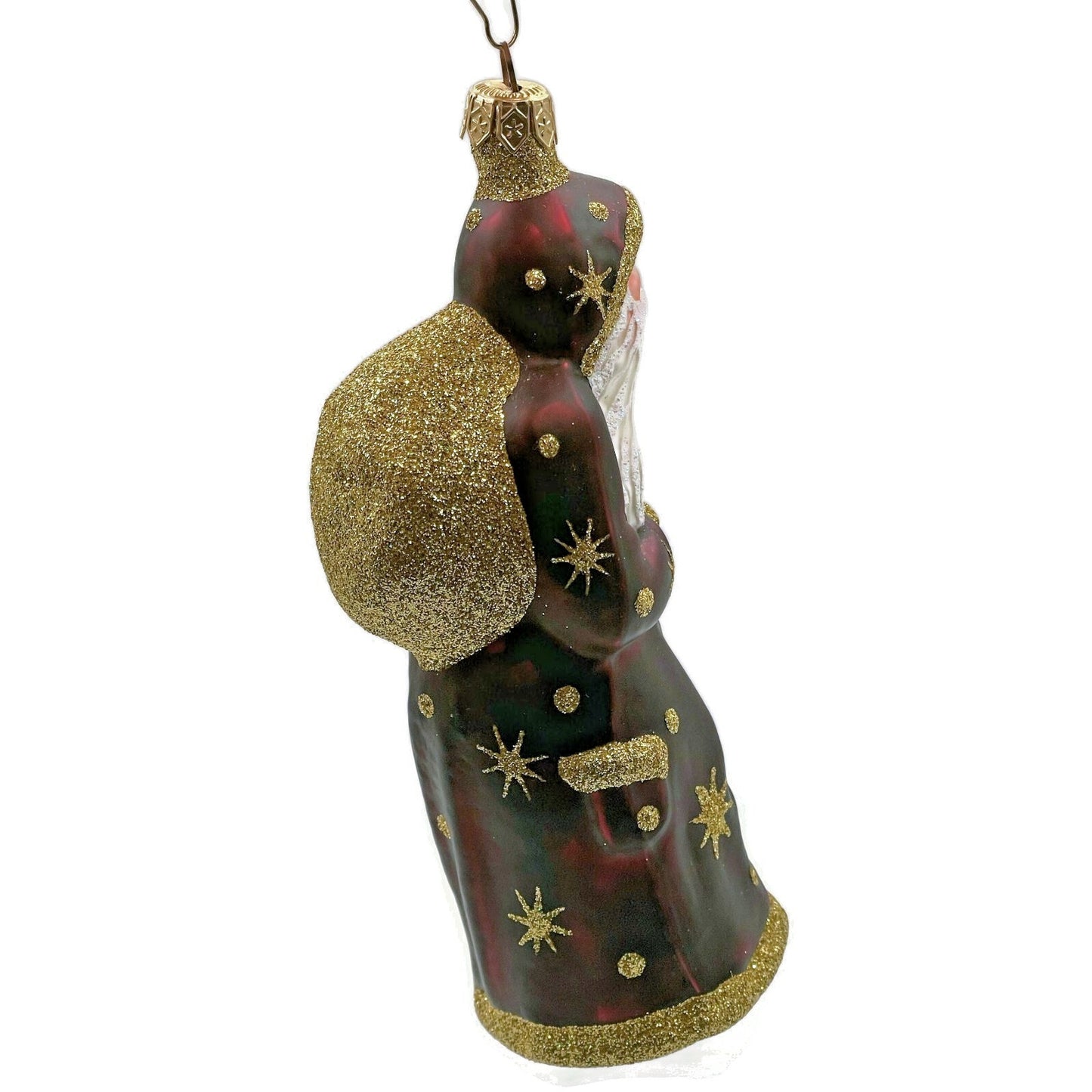 Patricia Breen Father Time Bordeaux Polka Dots Snowflakes Christmas Ornament