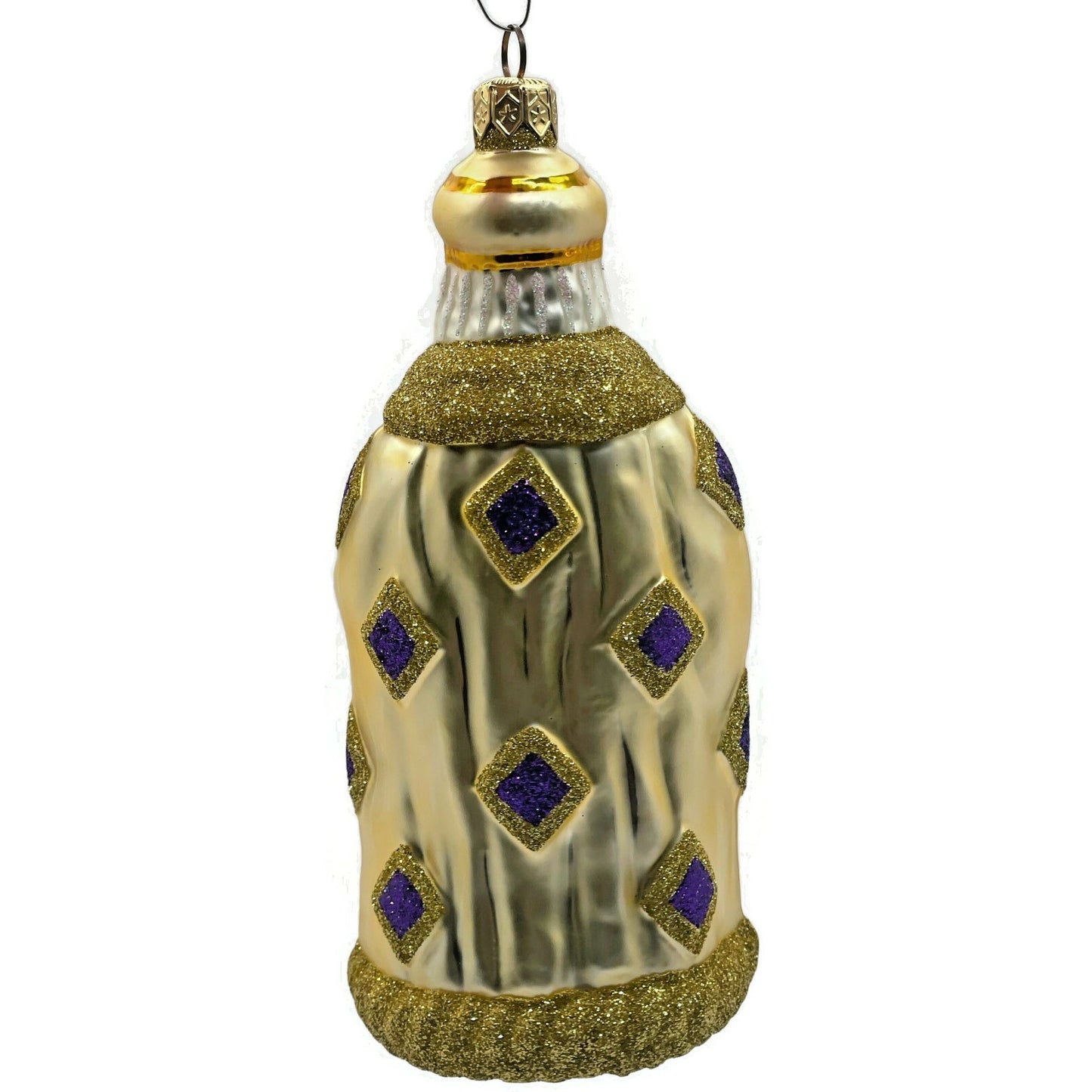 Patricia Breen Bijoux Santa Claus Gold with Purple Squares Christmas Ornament